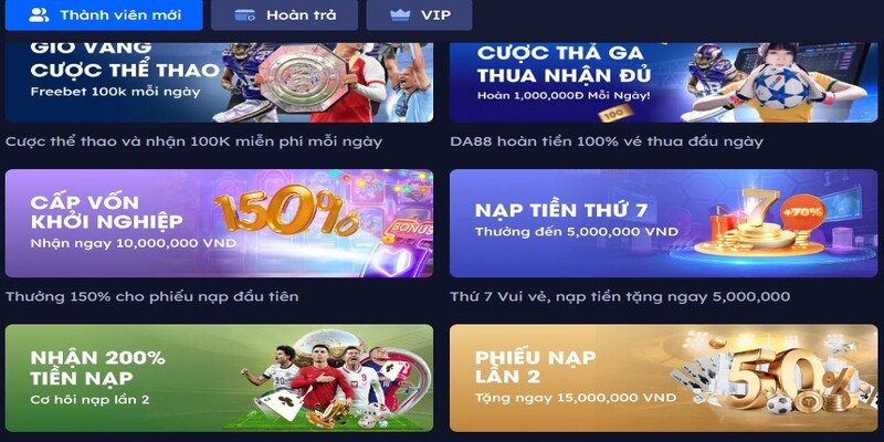 Bạt ngàn ưu đãi khủng khi nạp tiền Da88